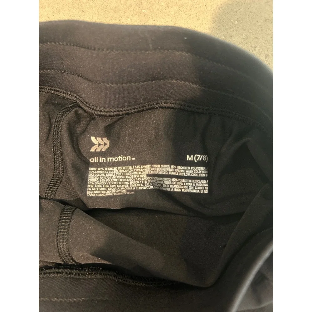All In Motion Girls Black Active Running Shorts Medium‎ 7/8 Drawstring Layered